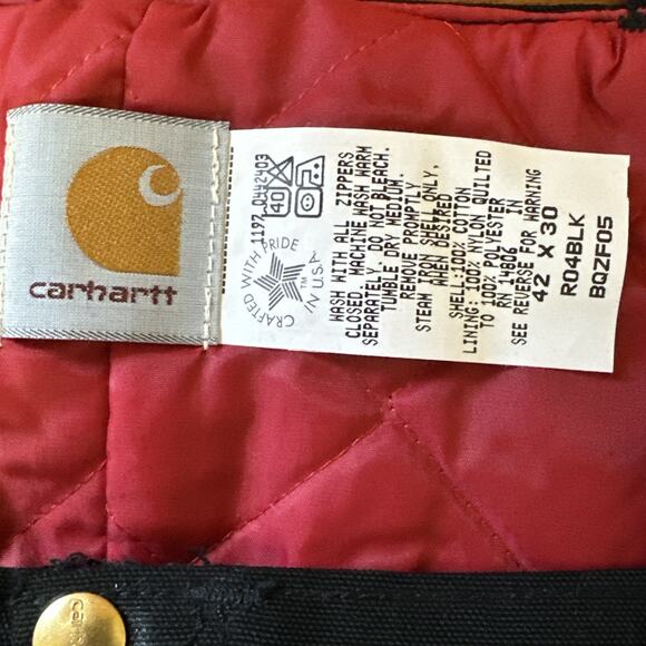 NWT Vtg Carhartt Men's 42X30 Black Bib Overalls Double Knee Duck Canvas Workwear - Picture 10 of 10